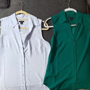 Ann Taylor Button-Down Tank Blouses - light blue and green